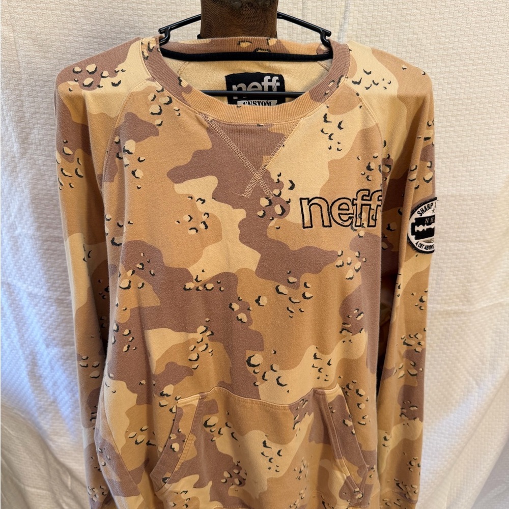 Neff Beige and Black Camo Custom Goods Sweatshirt